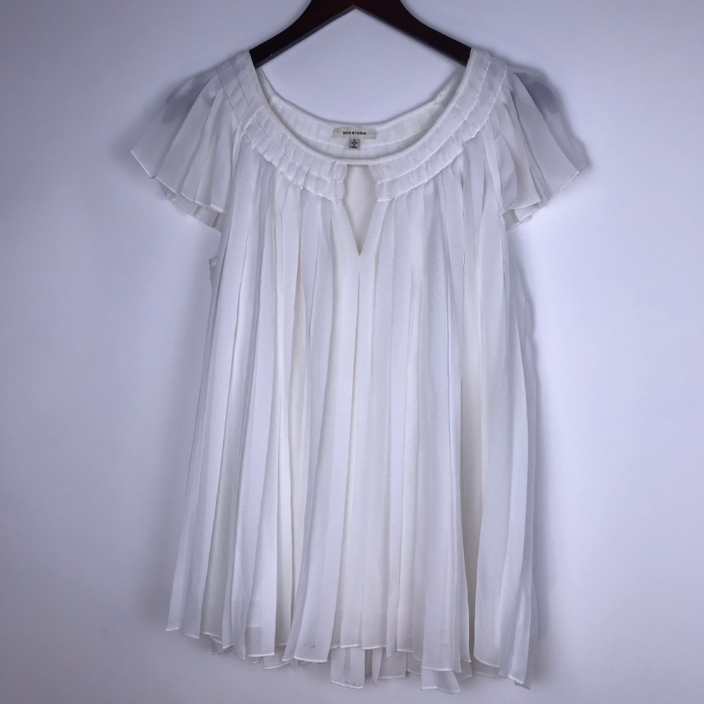 White Chiffon Pleat Blouse